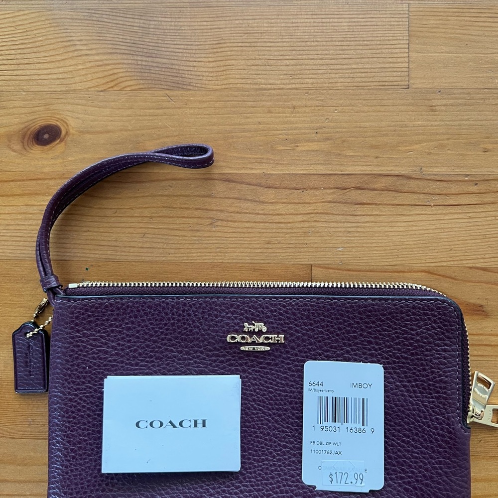 Coach Pebbled Leather Wristlet with Gold Accents - 6644